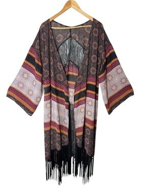 Y2K Point Zero Boho Fringe Duster Size 3x